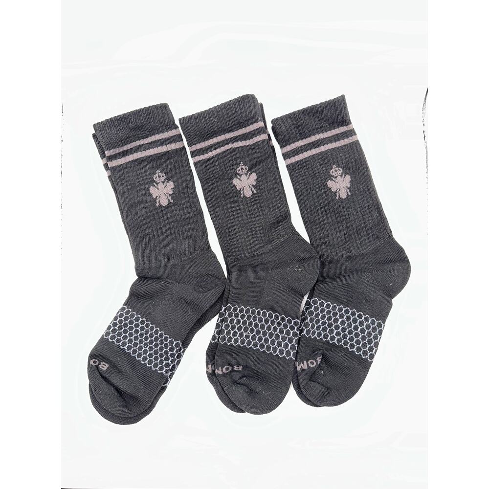 BOMBAS 3 Pairs Honeycomb Crew Socks Black Unisex  Size Medium / Large